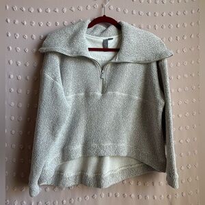 Sweaty Betty Restful Boucle Half Sweatshirt Sz 8‎ Cream Heather
